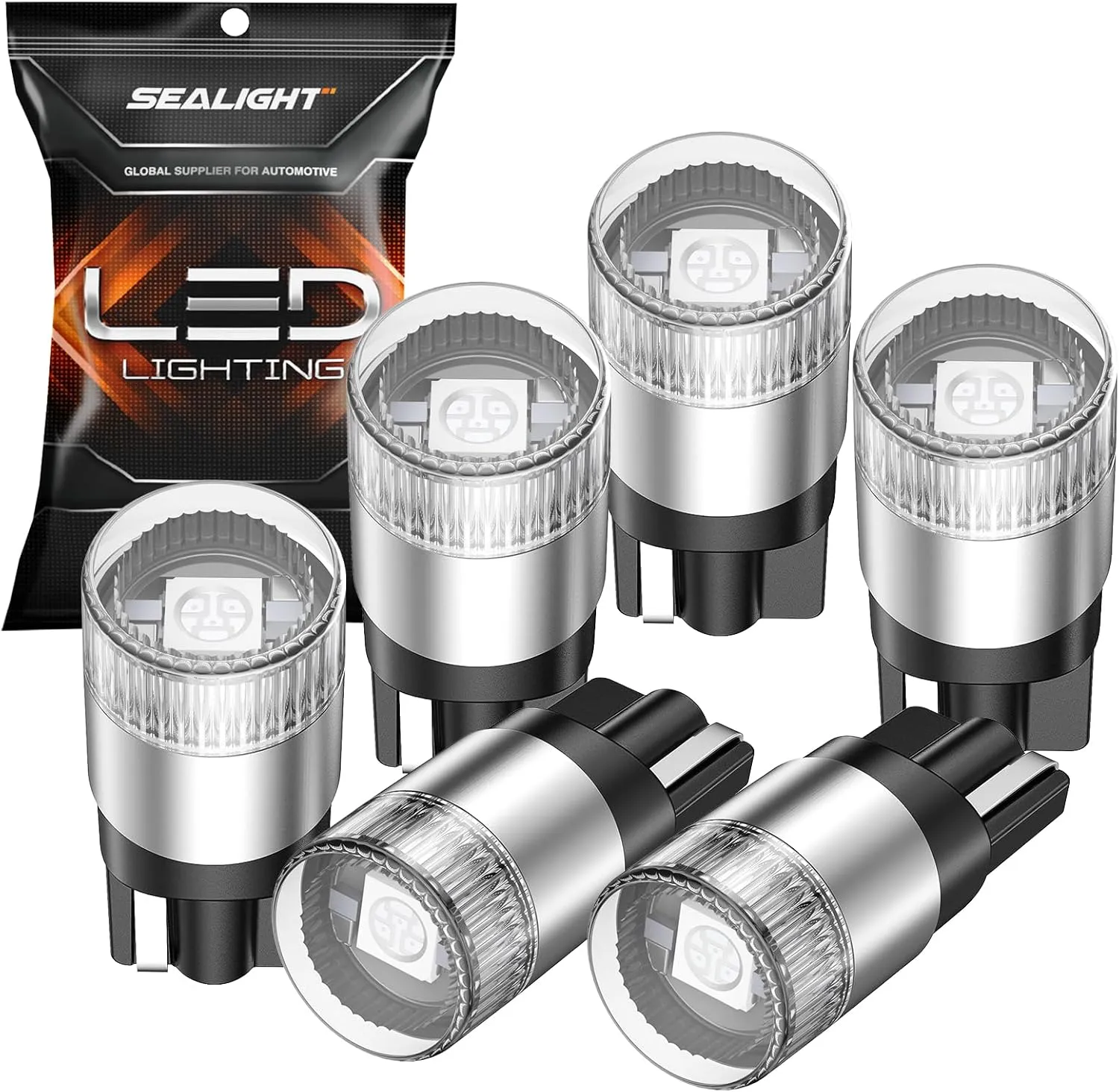 SEALIGHT 194 LED Bulb Blue, 168 2825 T10 W5W Bright LED Chips, Dashboard Light, Dome Light, Map Light, Door Light, Courtesy Light, License Plate Light, Pack of 6