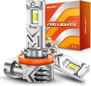 SEALIGHT H11/H16/H8 LED Fog Light Bulb or DRL, 13000LM 6500K White Light, 800% Brightness H11 LED Fog Lights, 60000HRS Lifespan 1:1 Replacement H8 H16 Fog Light Bulb, Pack of 2