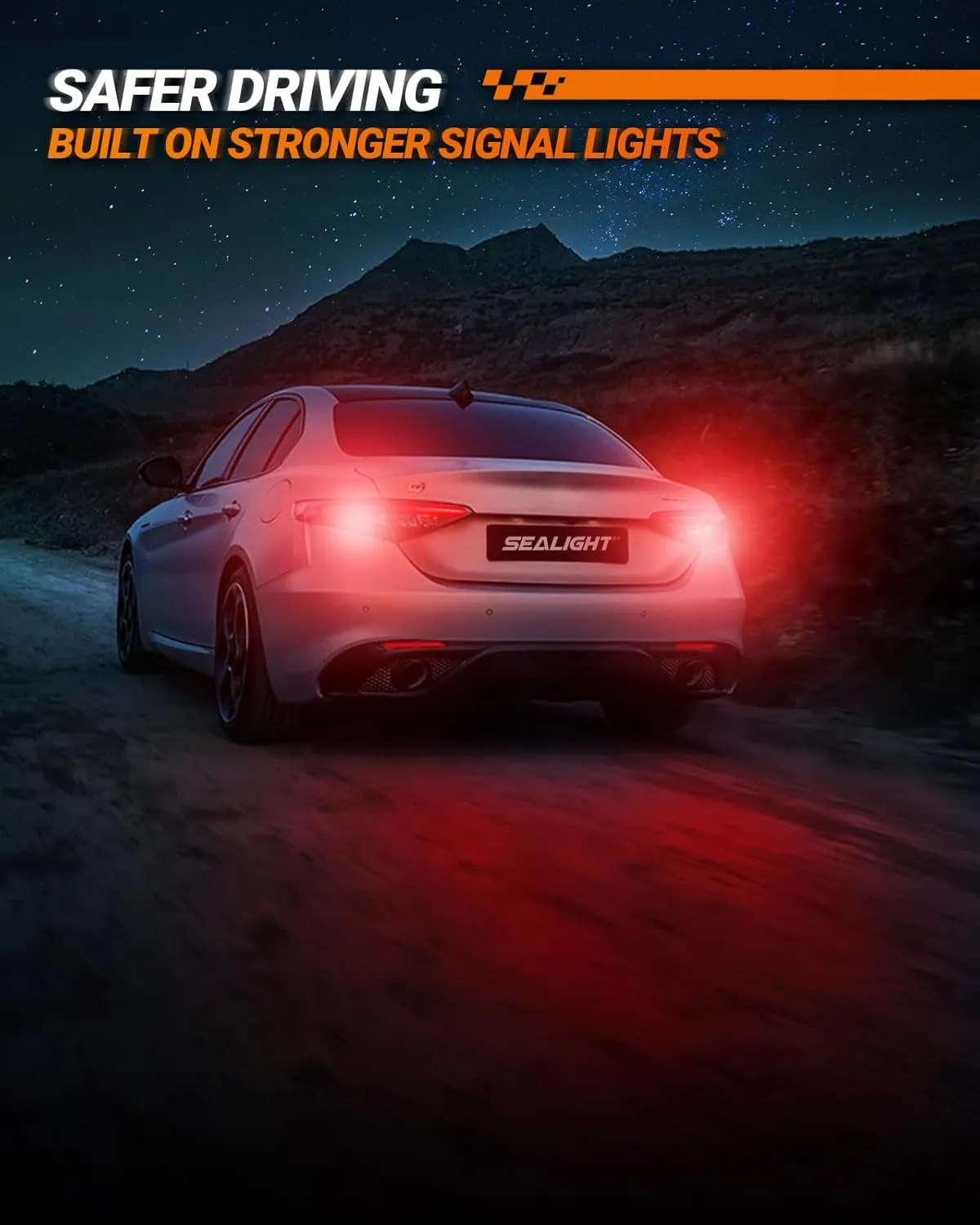 SEALIGHT LED Brake Light Bulbs, 3157 LED Red 3057 4157 T25 3156 Tail Light, Canbus Error Free, 2600 Lumens Red, with Projector Lenses, Plug N Play for Rear Parking Stop Brake Light, Pack of 2