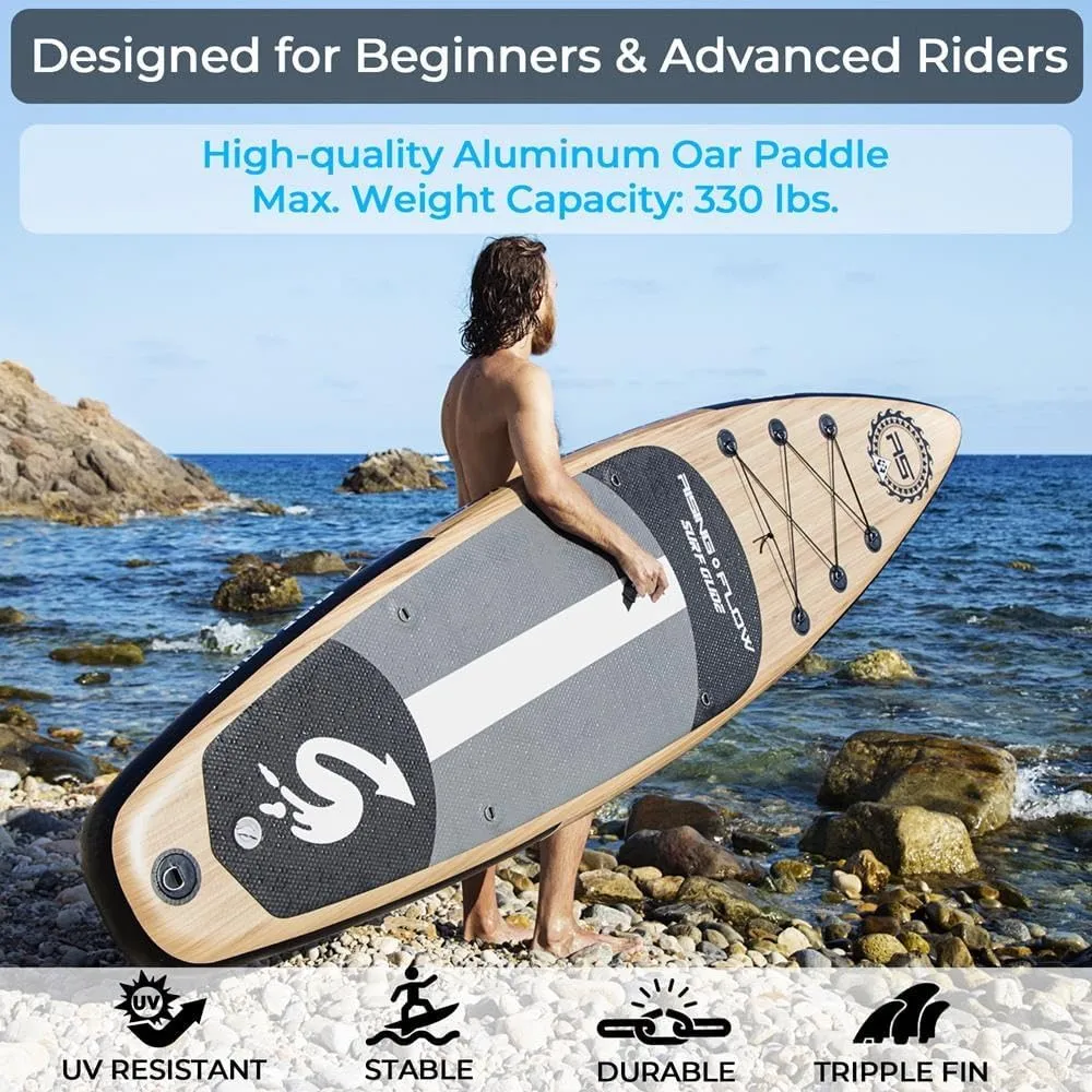SereneLife Set of 2 Inflatable Stand Up Paddle Boards with Premium Accessories – SUP Pair with 32" Wide Stable Design, Non-Slip EVA Deck Pad for Adults and Youth of All Skill Levels, 350 lbs Capacity