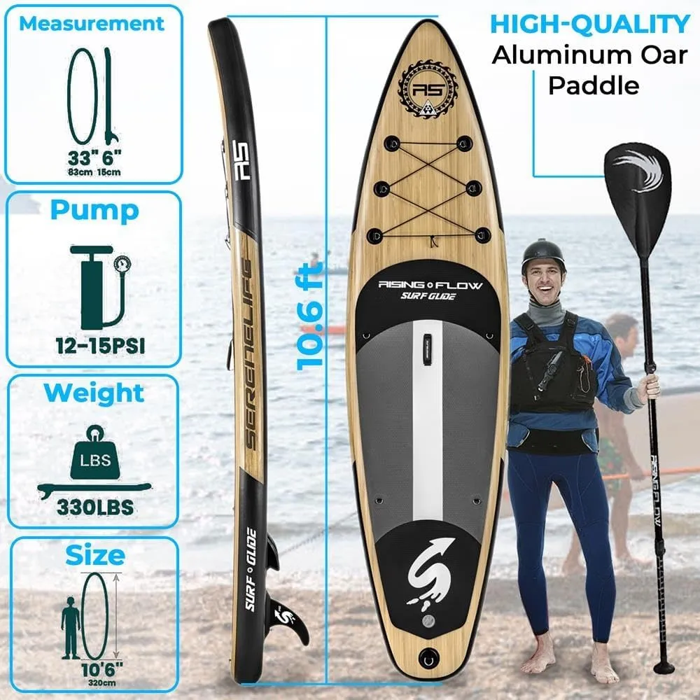 SereneLife Set of 2 Inflatable Stand Up Paddle Boards with Premium Accessories – SUP Pair with 32" Wide Stable Design, Non-Slip EVA Deck Pad for Adults and Youth of All Skill Levels, 350 lbs Capacity