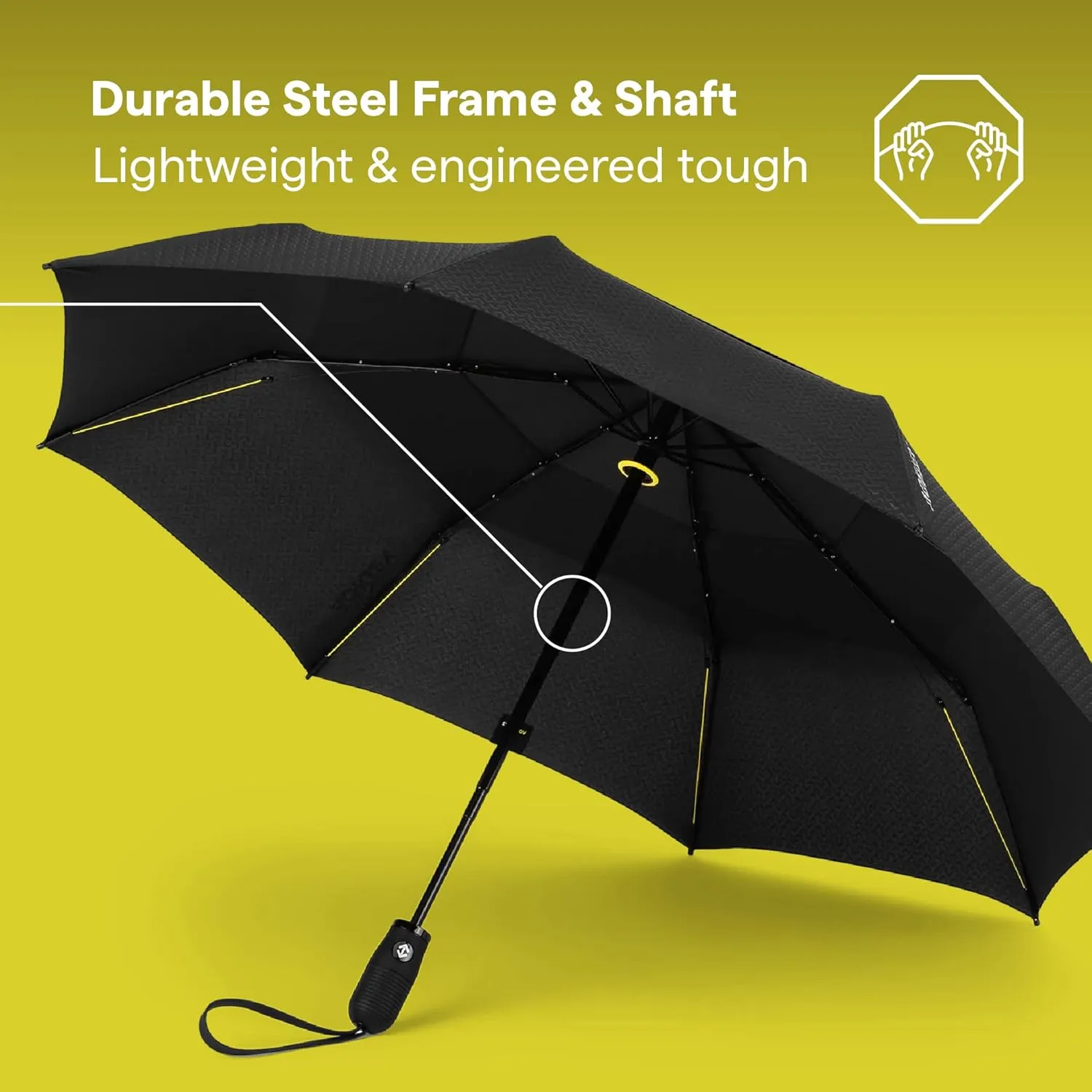 ShedRain Vortex Compact Umbrella, Folds to 11", 43" Arc, One-Hand Operation, Windproof up to 75 mph