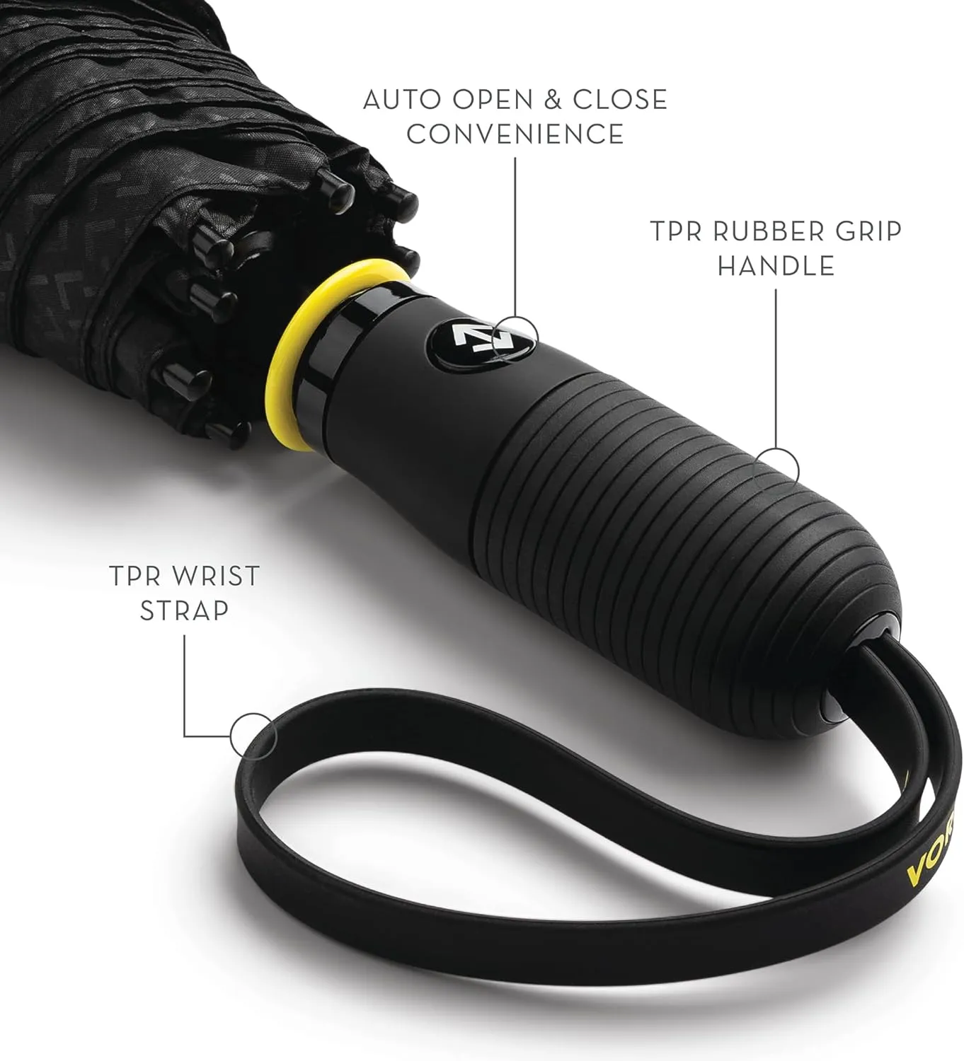 ShedRain Vortex Compact Umbrella, Folds to 11", 43" Arc, One-Hand Operation, Windproof up to 75 mph