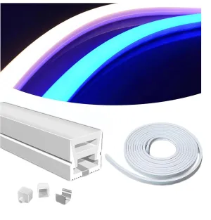 Silicone LED Channel System, 16.4Ft/5M White DIY LED Neon Rope Light IP67 Waterproof Tube for 6mm LED Strip Lights Installation for Indoor Outdoor Ambient Decor (10x10mm)