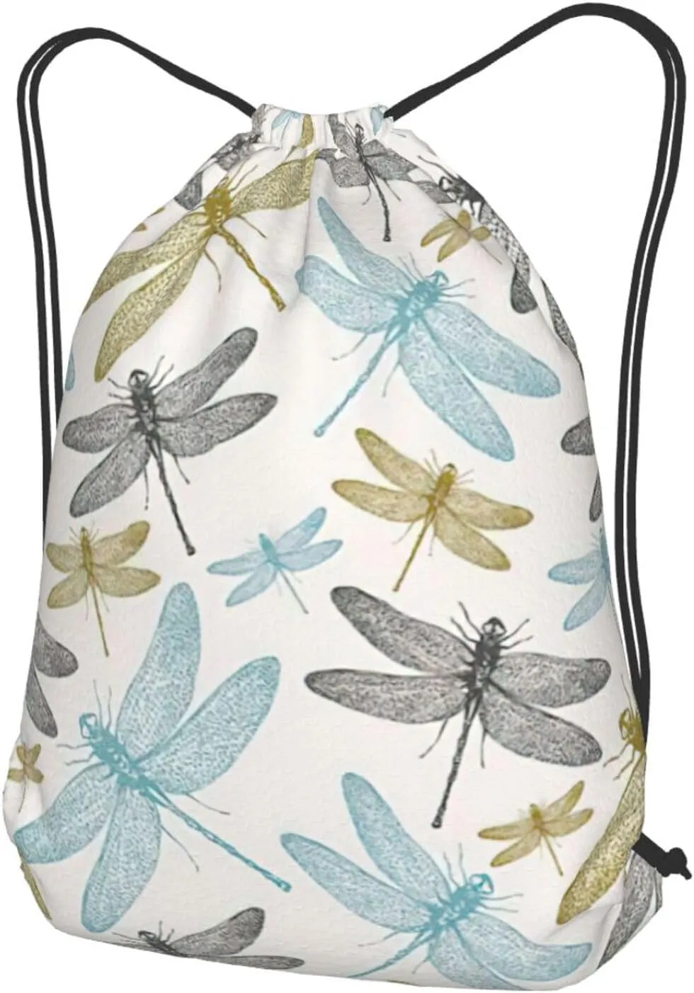 Simple Dragonfly Drawstring Cinch Backpack Polyester Sack Pack String Bag For Hiking Camping Adventure