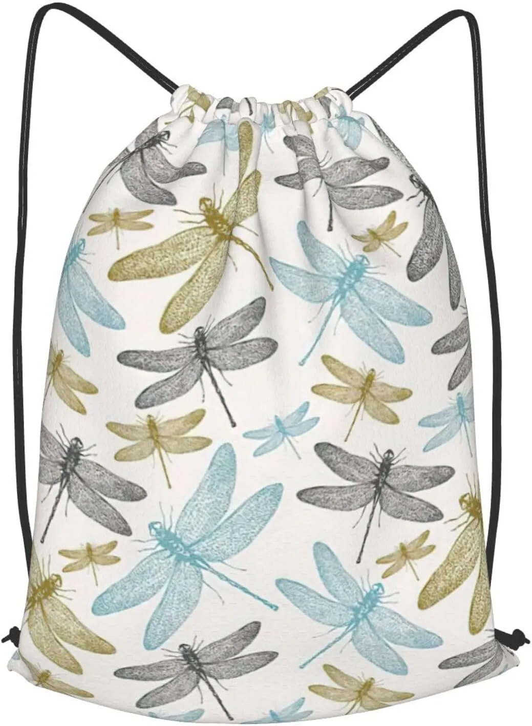 Simple Dragonfly Drawstring Cinch Backpack Polyester Sack Pack String Bag For Hiking Camping Adventure