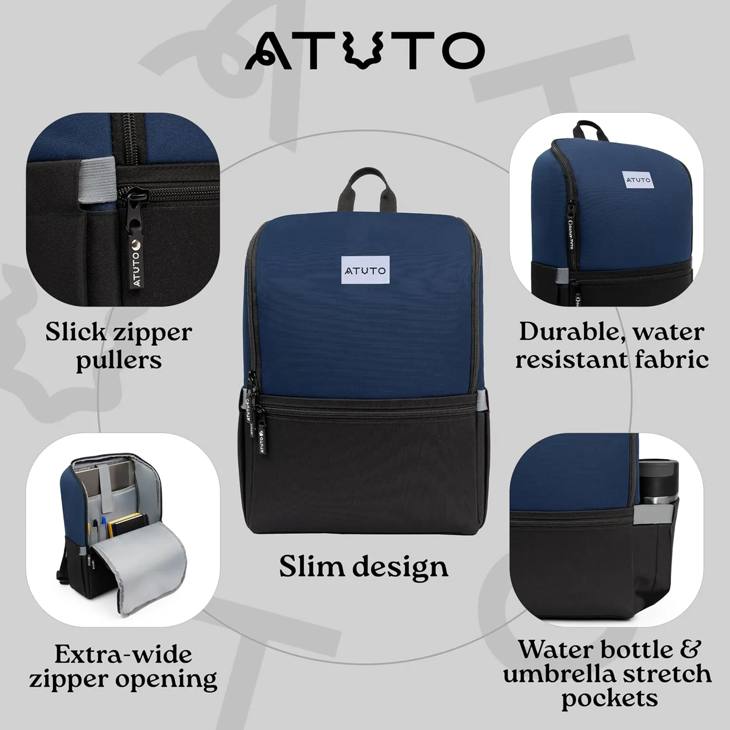 Slim Laptop Backpack for Men with 16 inch Laptop Compartment - Business Work Backpack for Men with Luggage Strap and Trolley Sleeve - Airflow Back, Fully Padded (Blue)