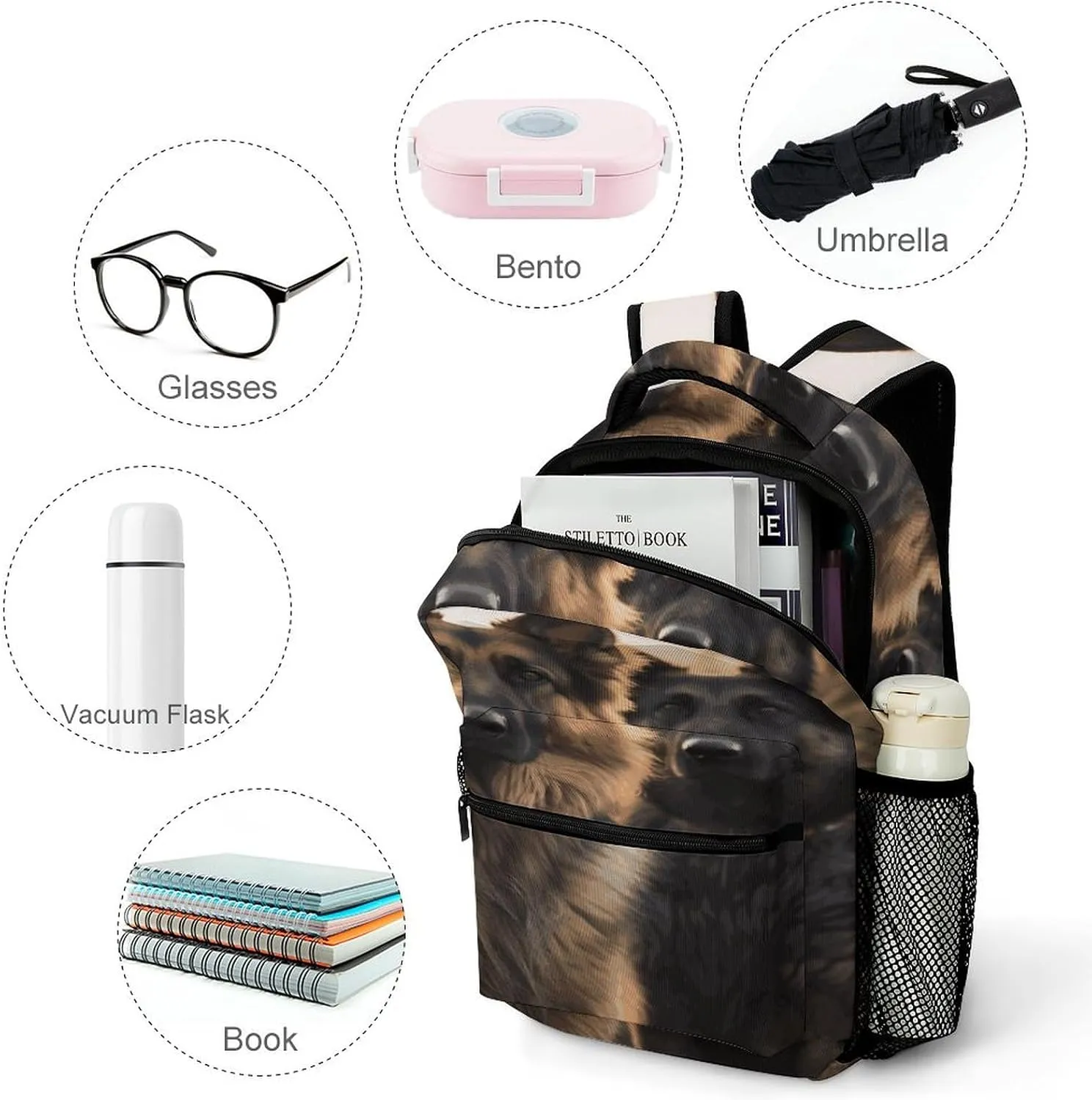 Small Backpacks Personalized Animal German Shepherd Printing Travel Bag Lightweight Travel Backpack For Women Men