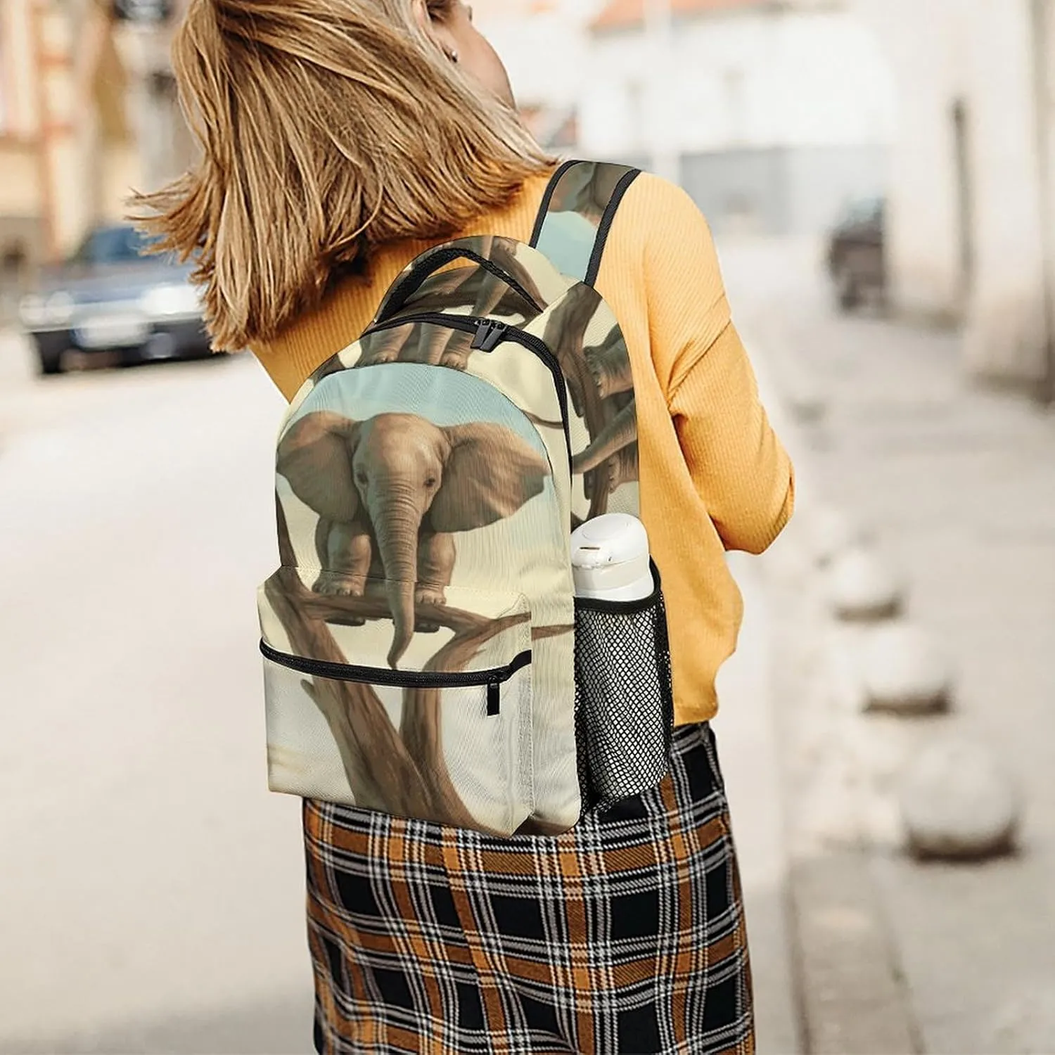 Small Backpacks Personalized Little Elephant on Tree Printing Travel Bag Lightweight Travel Backpack For Women Men