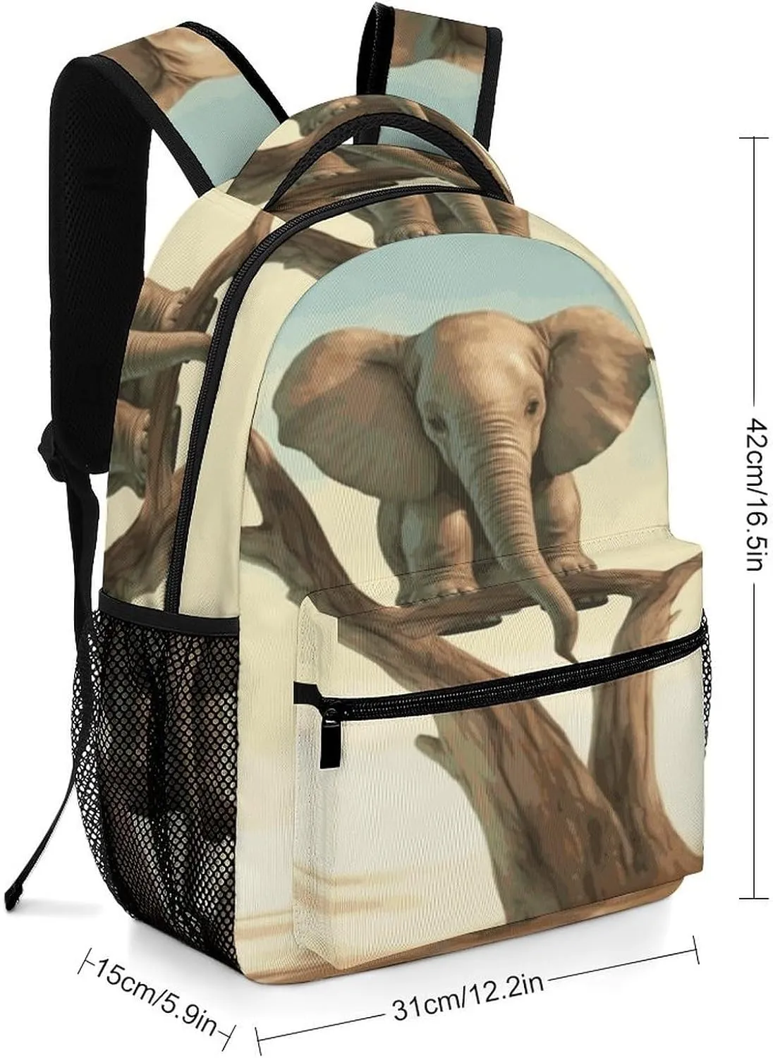 Small Backpacks Personalized Little Elephant on Tree Printing Travel Bag Lightweight Travel Backpack For Women Men