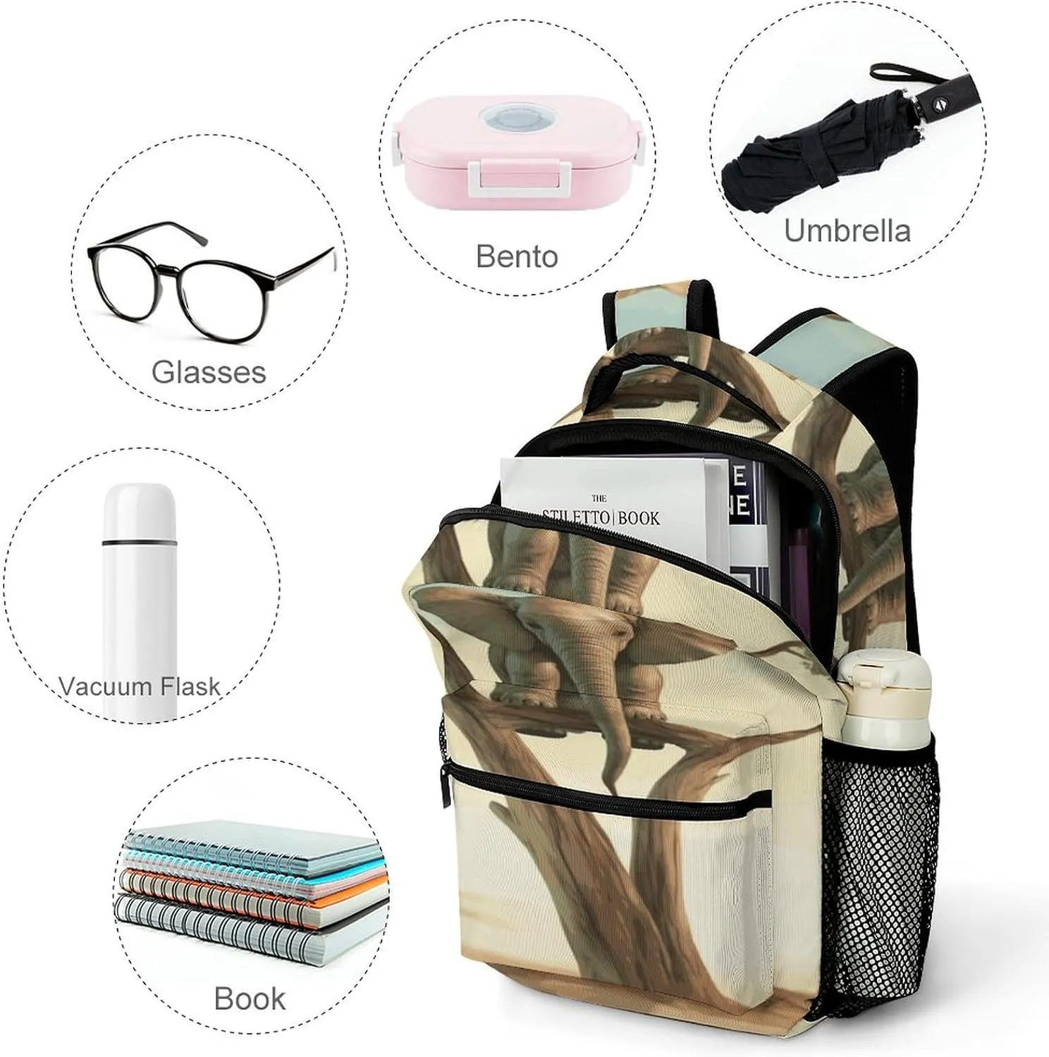 Small Backpacks Personalized Little Elephant on Tree Printing Travel Bag Lightweight Travel Backpack For Women Men
