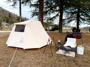 S'more Canvas Glamping Tent, 4 Season Family Camping Tent for 2/3 Person, Waterproof, Windproof, and Weather Resistant Tent for Family Glamping, Car Camping, Outdoor Party