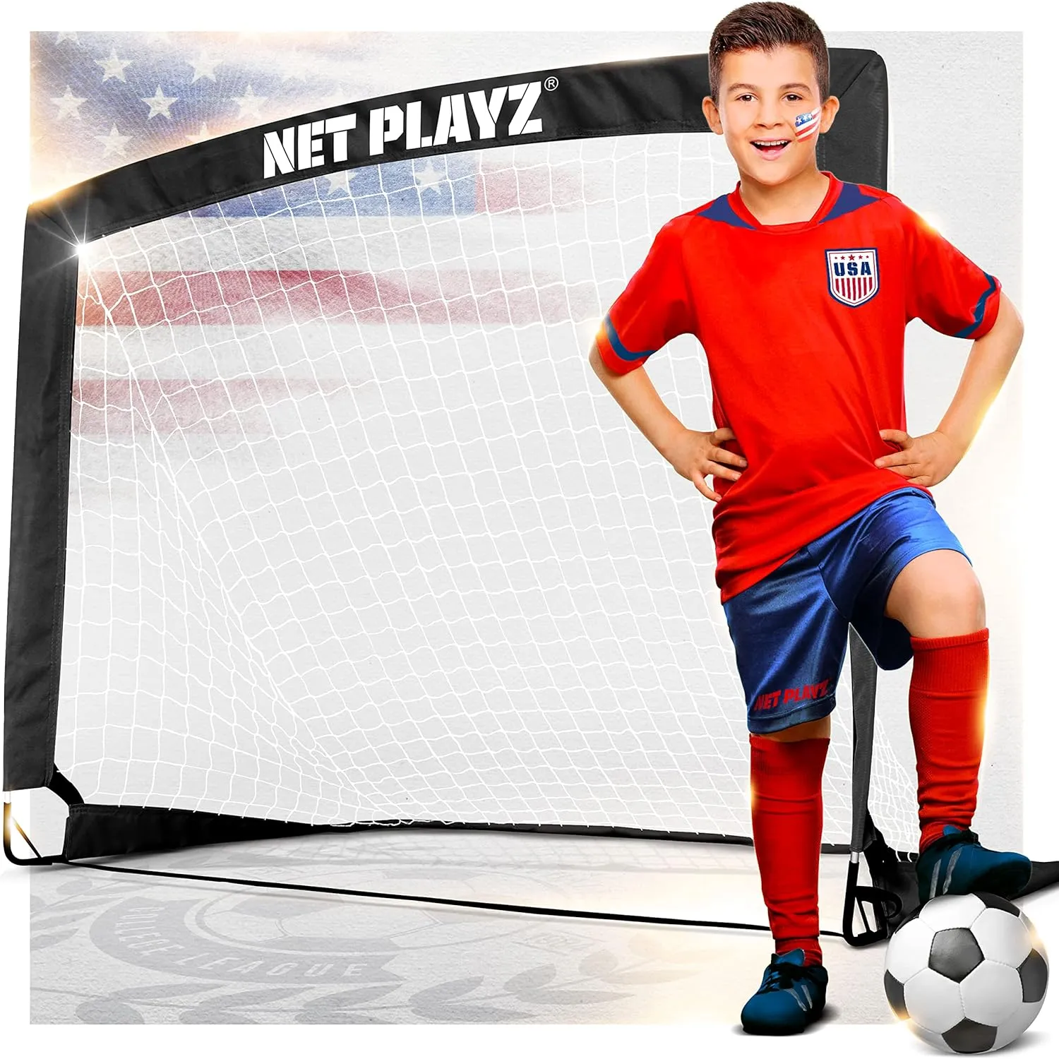 Soccer Net, Kids Pop-up Soccer Goals for Backyard Football Practice & Training, Portable 4 x 3ft, Black (NOS27440B01)