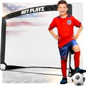 Soccer Net, Kids Pop-up Soccer Goals for Backyard Football Practice & Training, Portable 4 x 3ft, Black (NOS27440B01)