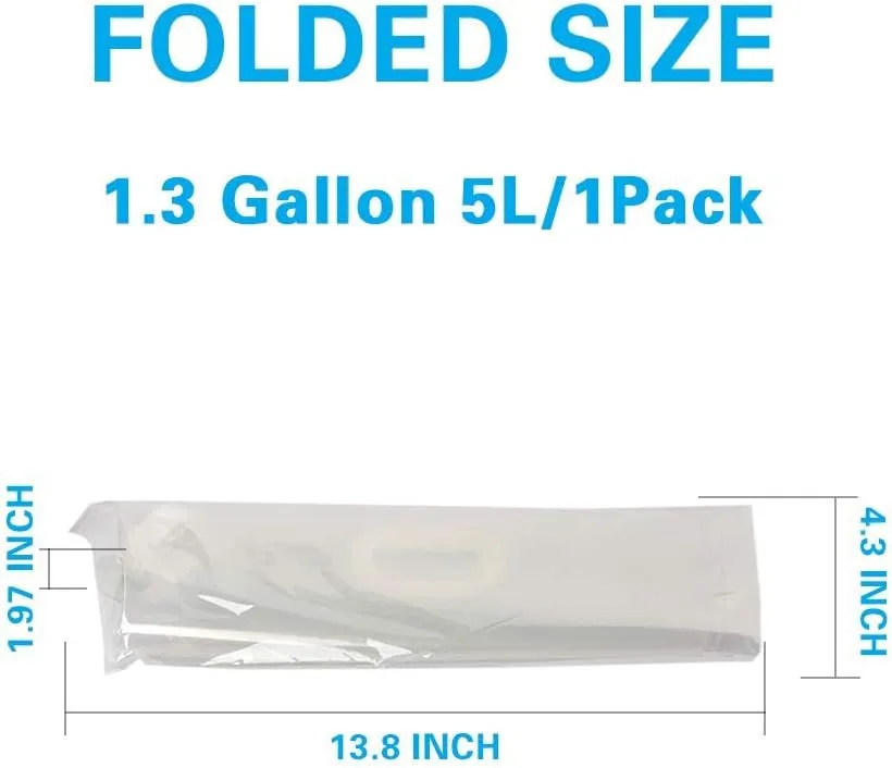 Soddeph Collapsible Water Container Bag, BPA Free Food Grade Clear Plastic Storage Jug for Sport Camping Riding Mountaineer,Freezable, Food Grade (10-pack-1.3 Gal)