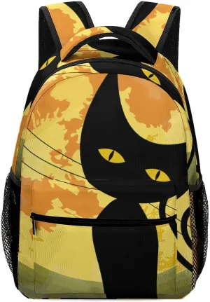 Solar Eclipse Cat Moon Travel Backpack Lightweight Shoulders Bag Laptop Daypack for Work Office