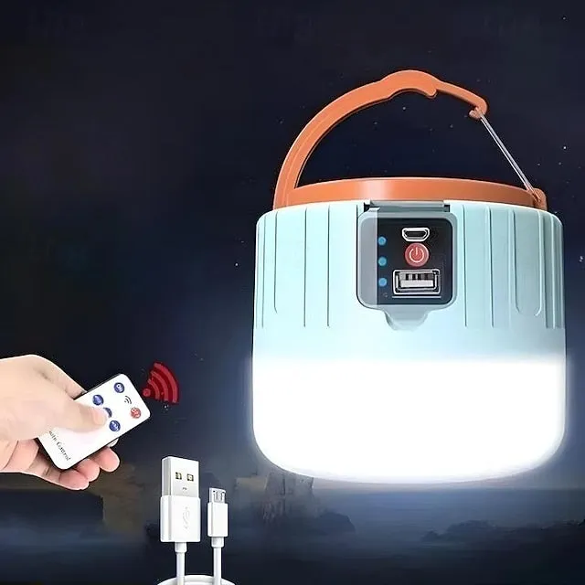 Solar LED Camping Light Remote Control Tent Lamp USB Rechargeable Bulb Portable Lanterns Emergency Lights for Outdoor Hiking BBQ