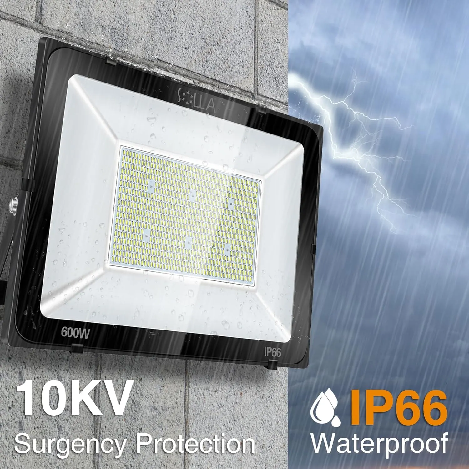 SOLLA 600W LED Stadium Flood Light Outdoor, 3300W Equivalent, 48000LM Super Bright LED Exterior Arena Light, IP66 Waterproof, 6000K Daylight White, Commercial Lighting for Sports Fields and Counts