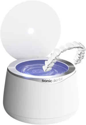Sonic Pro Dental Cleaning Pod, 43kHz Ultrasonic Retainer Cleaner Machine for Dentures, Mouth Guards, Braces, Toothbrush Heads, Jewelry & All Dental Appliances, FSA/HSA Eligible (Pearl White)