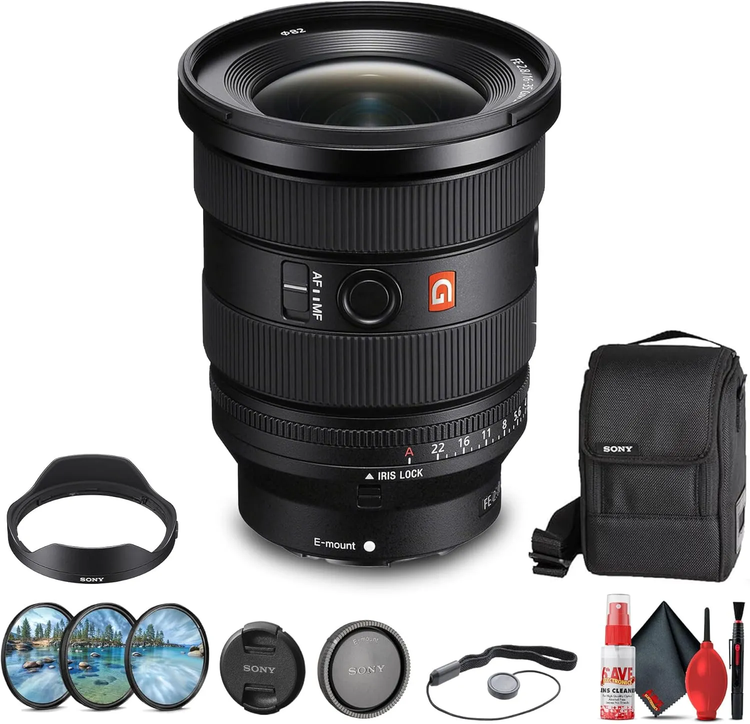 Sony FE 16-35mm f/2.8 GM II Wide Angle Zoom Lens (Sony E) (SEL1635GM2)   Filter Kit   Cap Keeper   Cleaning Kit (Renewed)