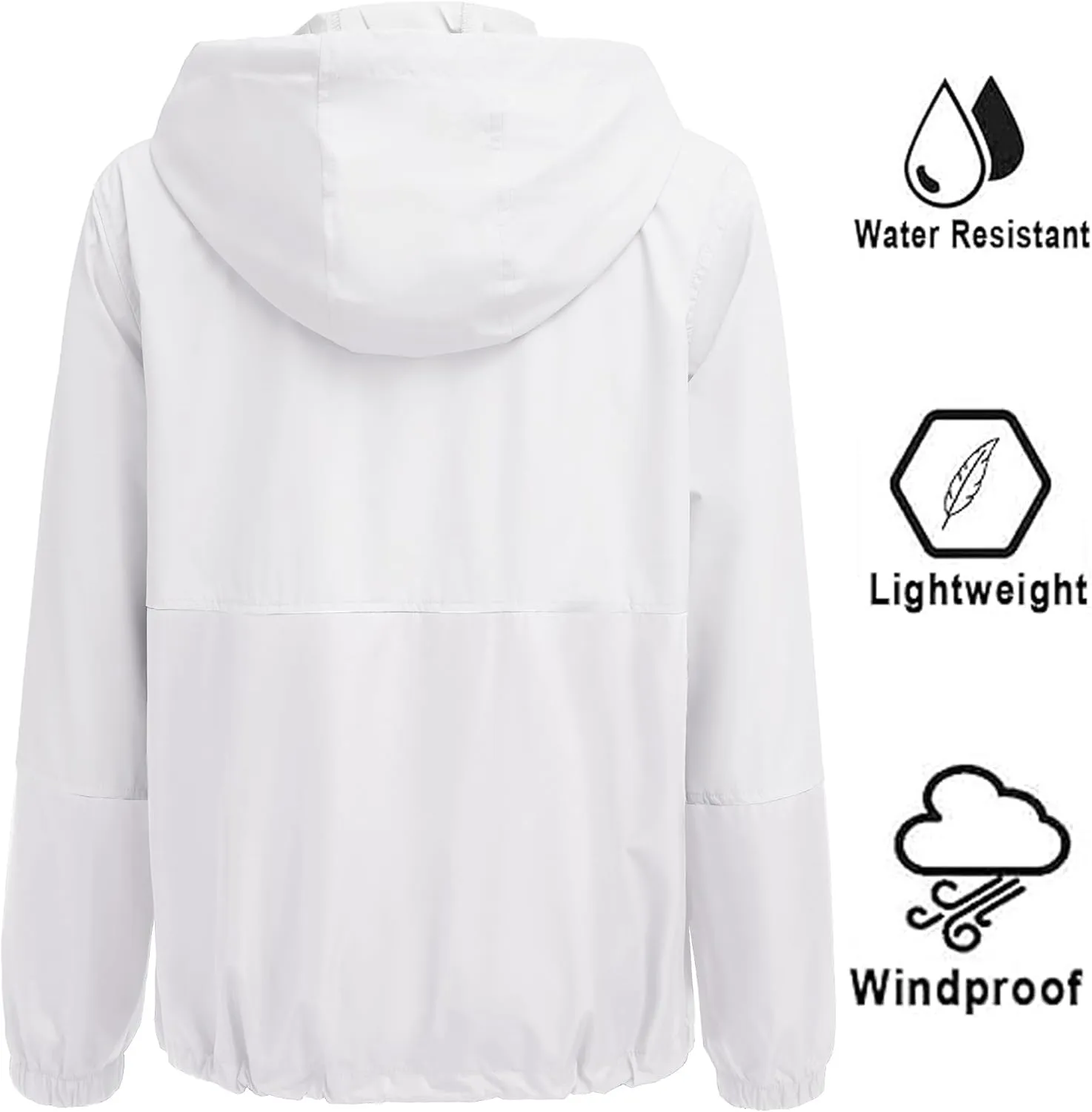 SoTeer Women's Waterproof Raincoat Outdoor Hooded Rain Jacket Windbreaker S-XXXL