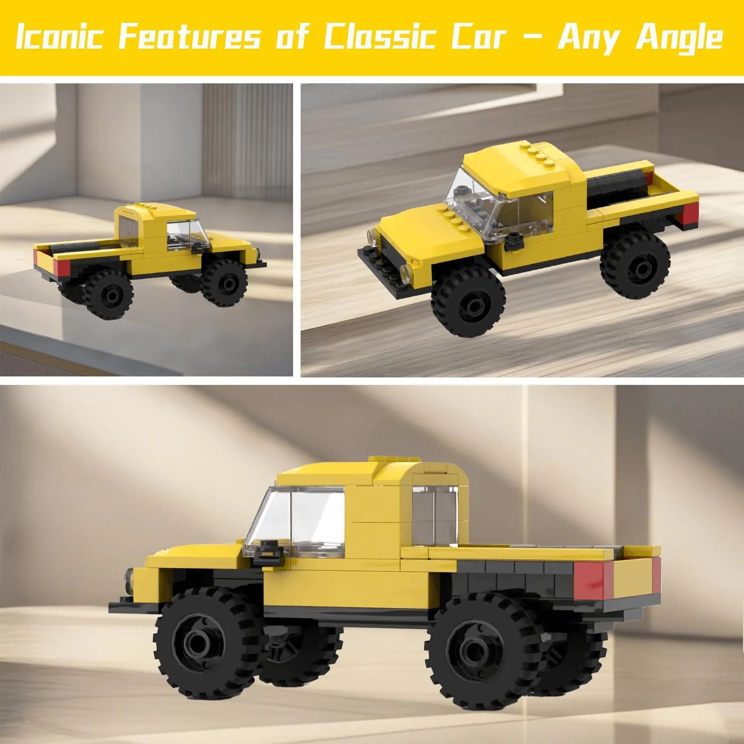Speed Champions Building Blocks, Collectible Model Cars Kits for Adults and Children, Famous Classic Yellow Pickup Truck Blocks, Vehicle DIY Building Toys(85PCS)