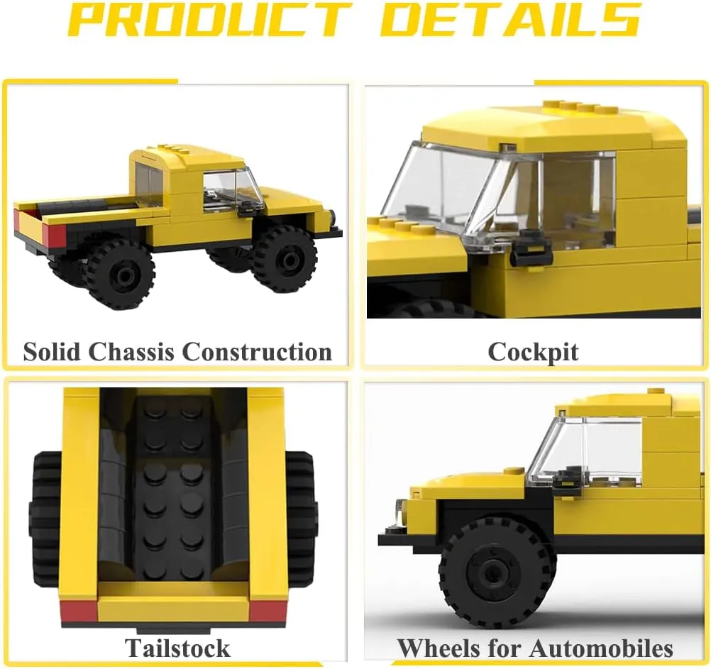 Speed Champions Building Blocks, Collectible Model Cars Kits for Adults and Children, Famous Classic Yellow Pickup Truck Blocks, Vehicle DIY Building Toys(85PCS)