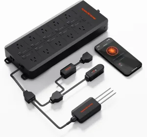 Spider Farmer GGS AC10 Power Strip Kits, 10 AC Smart APP-Based Controls Outlets, 3 in 1 Soil Sensor, Temp Humid Light Sensor, for Indoor Grow Tent Plants Room