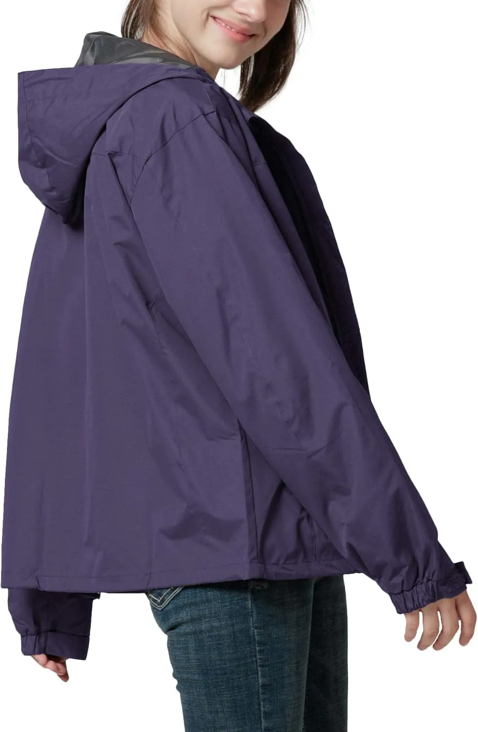 Spmor Women's Waterproof Rain Jacket Windproof Hooded Windbreaker Lightweight Raincoat