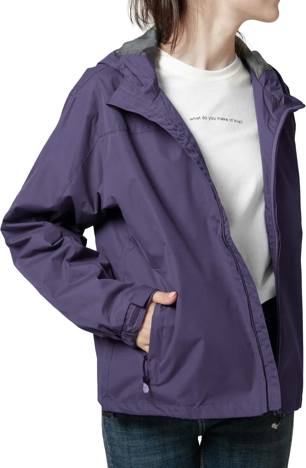 Spmor Women's Waterproof Rain Jacket Windproof Hooded Windbreaker Lightweight Raincoat