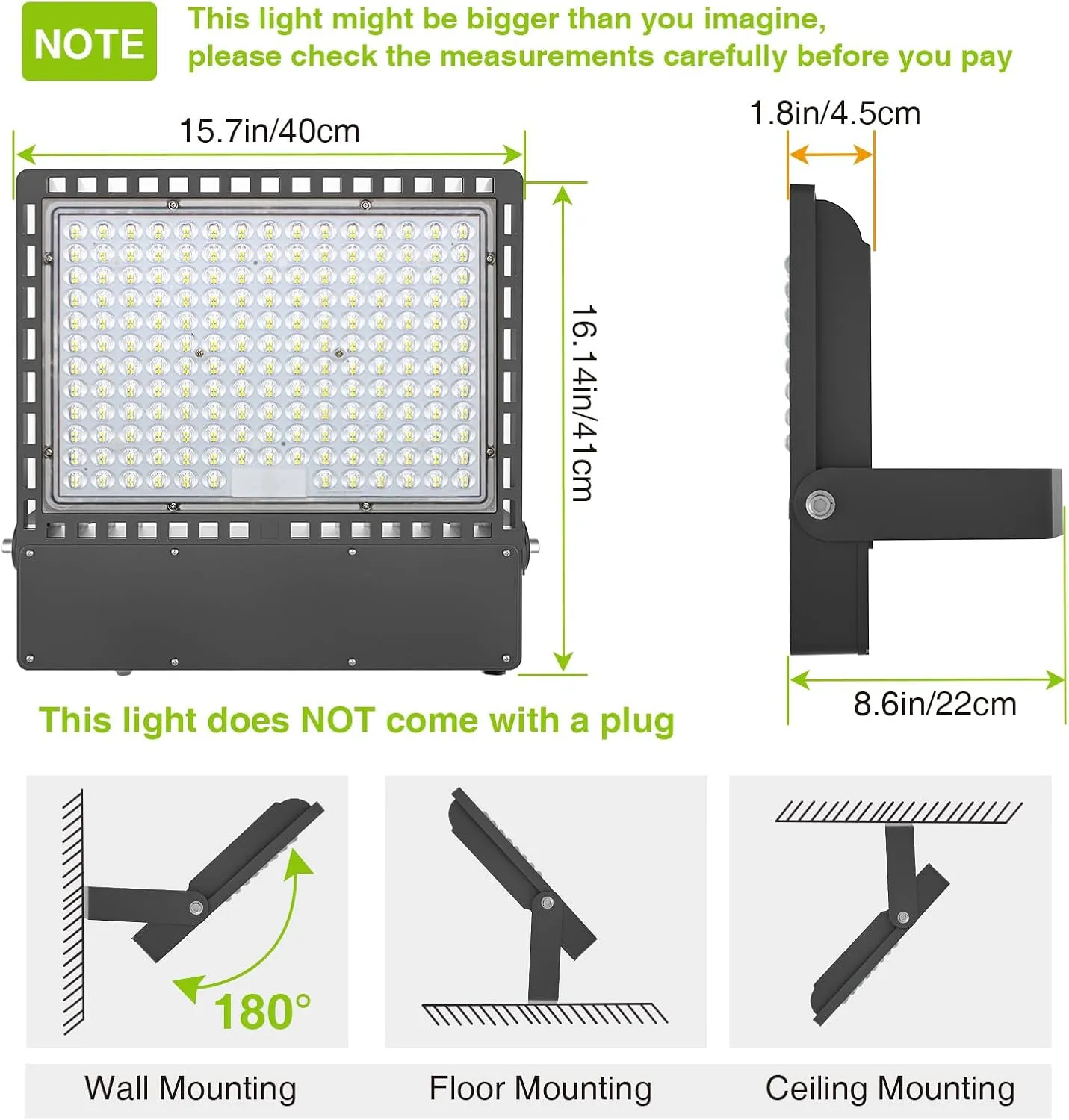 STASUN Flying Series Ultra 400W 60000LM LED Flood Light Outdoor, 100-277V 5000K White, IP66 Waterproof Stadium Lights for Arena, Parking Lot, Courts, Commercial, ETL Certification
