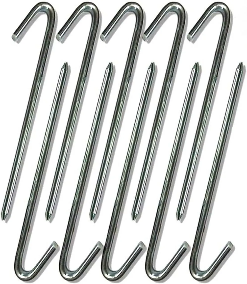 Steel Tent Stakes Heavy Duty Ground Stake, Metal Stakes to Anchor Commercial Inflatables, Outdoor Camping Canopy, Fence, Garden Tent Accessories, 1/2" Diameter x 18" Length, 10 Pack