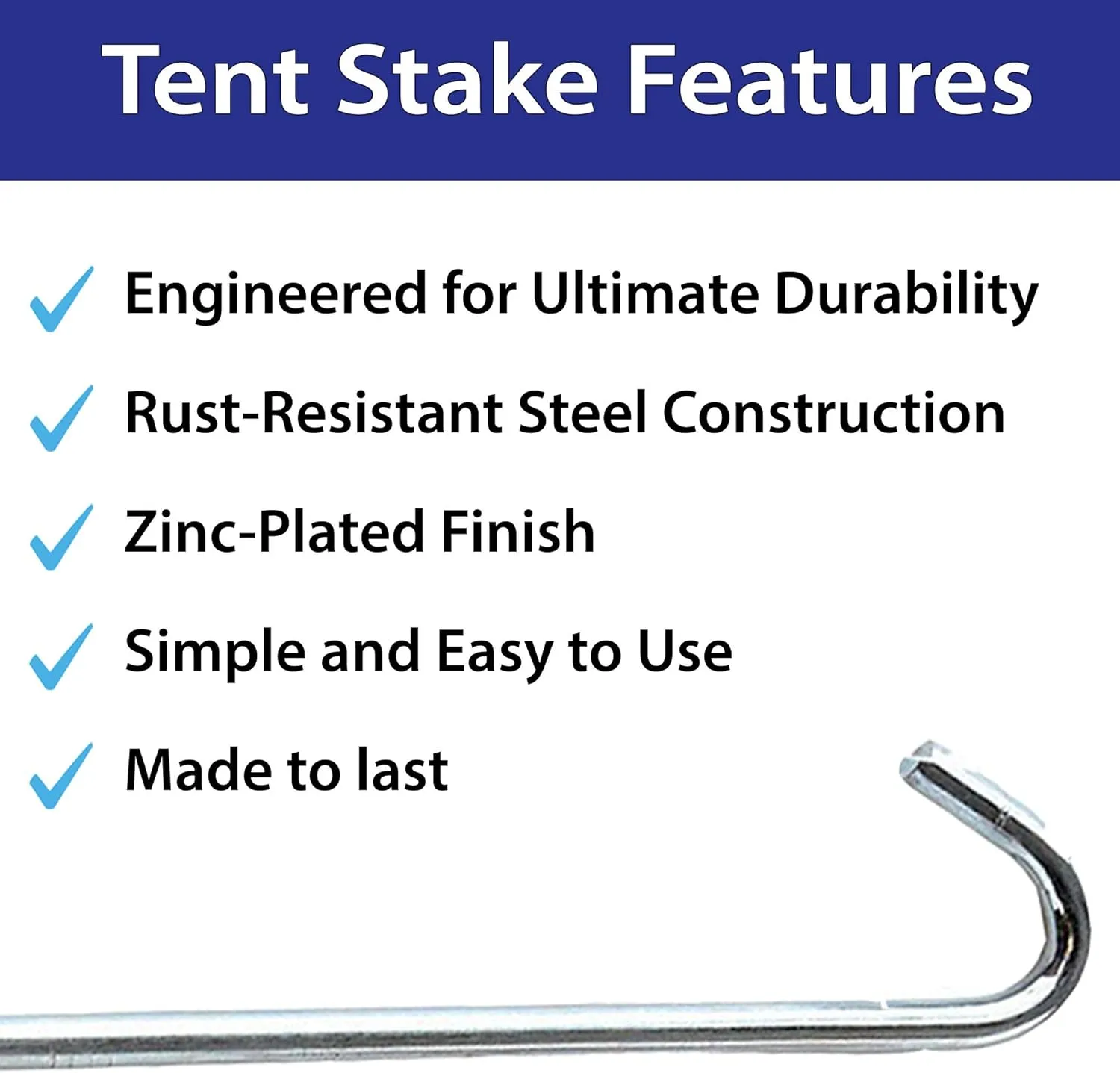 Steel Tent Stakes Heavy Duty Ground Stake, Metal Stakes to Anchor Commercial Inflatables, Outdoor Camping Canopy, Fence, Garden Tent Accessories, 1/2" Diameter x 18" Length, 10 Pack
