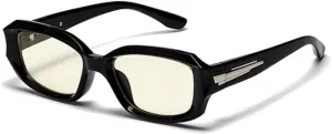 Street Knitted Retro 90’s Trendy Cool Luxury Rectangle Sunglasses for Women Men Sun Glasses Thick Square Plastic Frame UV 400 Protection Eye Glasses Black Clear Lens Shades Eyewear