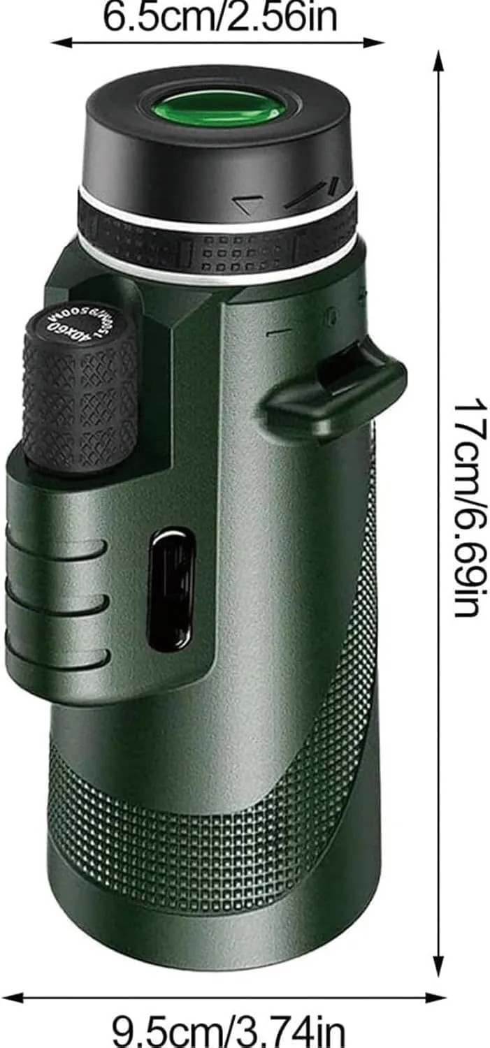 Stscope360 Monocular, STS Scope 360 with Smartphone Adapter Tripod Hand Strap, Stethoscope 360 Monocular Suitable for Bird Watching Hunting Hiking Camping (Green, 40x60)