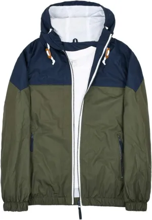 SUNDAY ROSE Men's Lightweight Hooded Jackets Vintage Patchcolor Windbreaker Packable Raincoat for Hiking