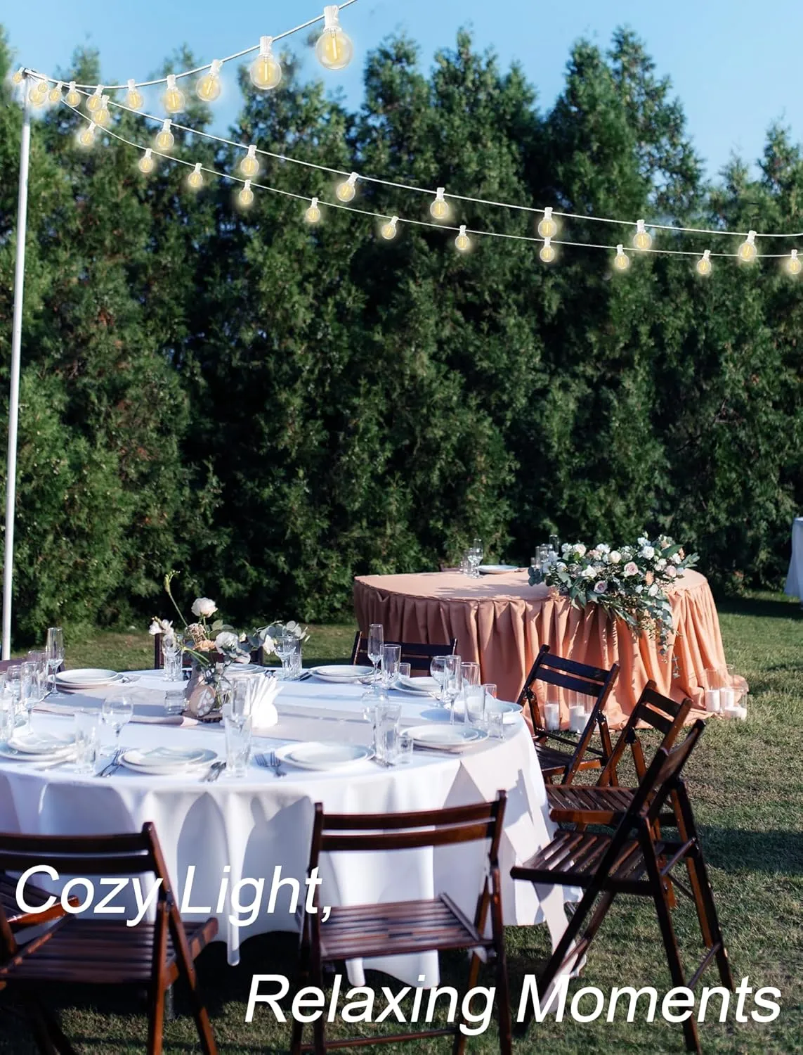 SUNSGNE G40 Globe White String Lights Outdoor - 100FT White Patio Lights with 52 Shatterproof Dimmable LED Bulbs(2 Spare) for Room Party Bistro Pergola Tents Decor
