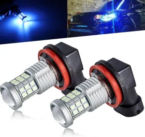 Super Bright 3000lm H8 H11 LED Fog Lights Bulbs DRL High Power 3030 Chips with Projector Lens Replacement for Cars Trucks, Ice Blue