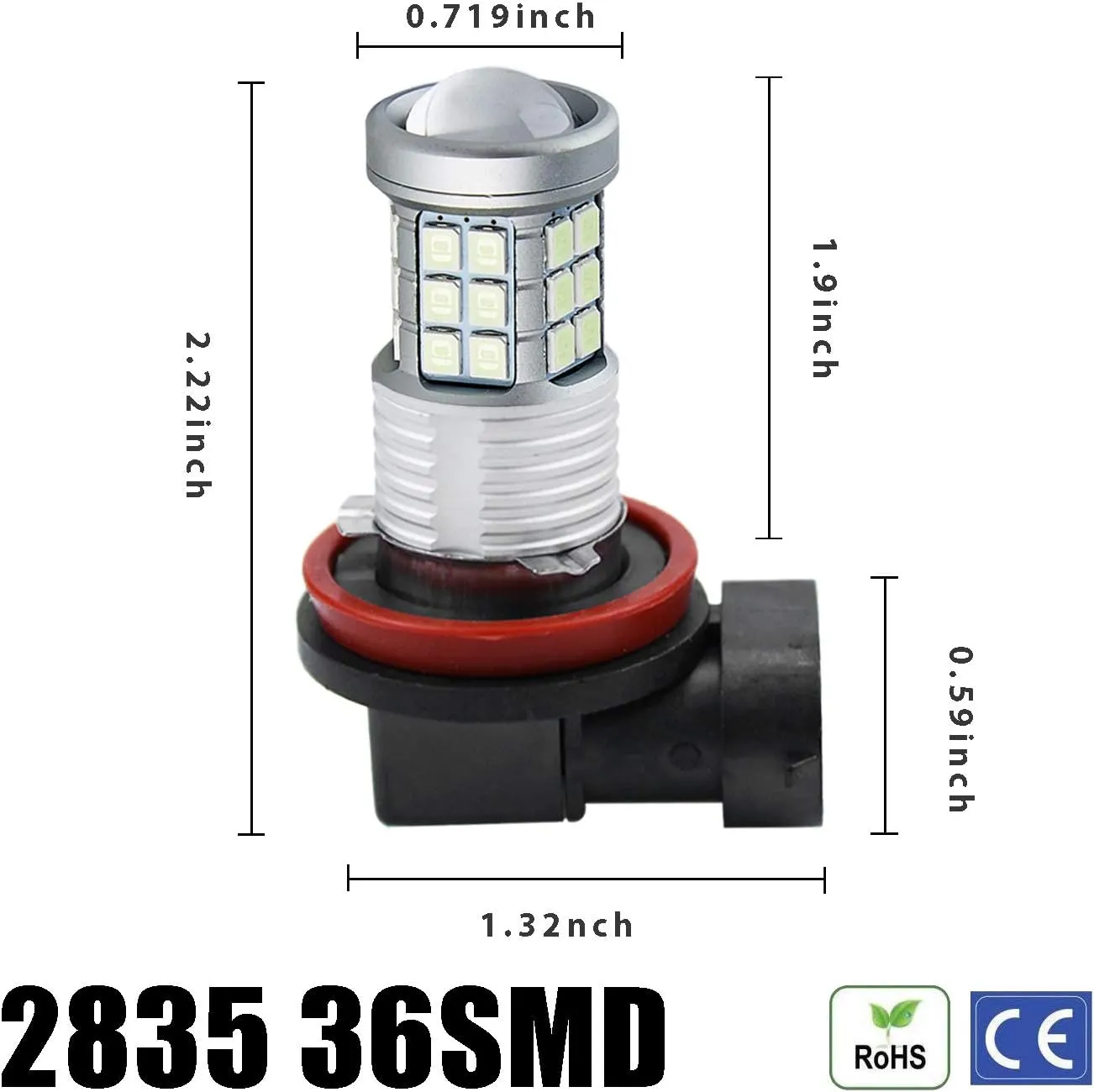 Super Bright 3000lm H8 H11 LED Fog Lights Bulbs DRL High Power 3030 Chips with Projector Lens Replacement for Cars Trucks, Ice Blue