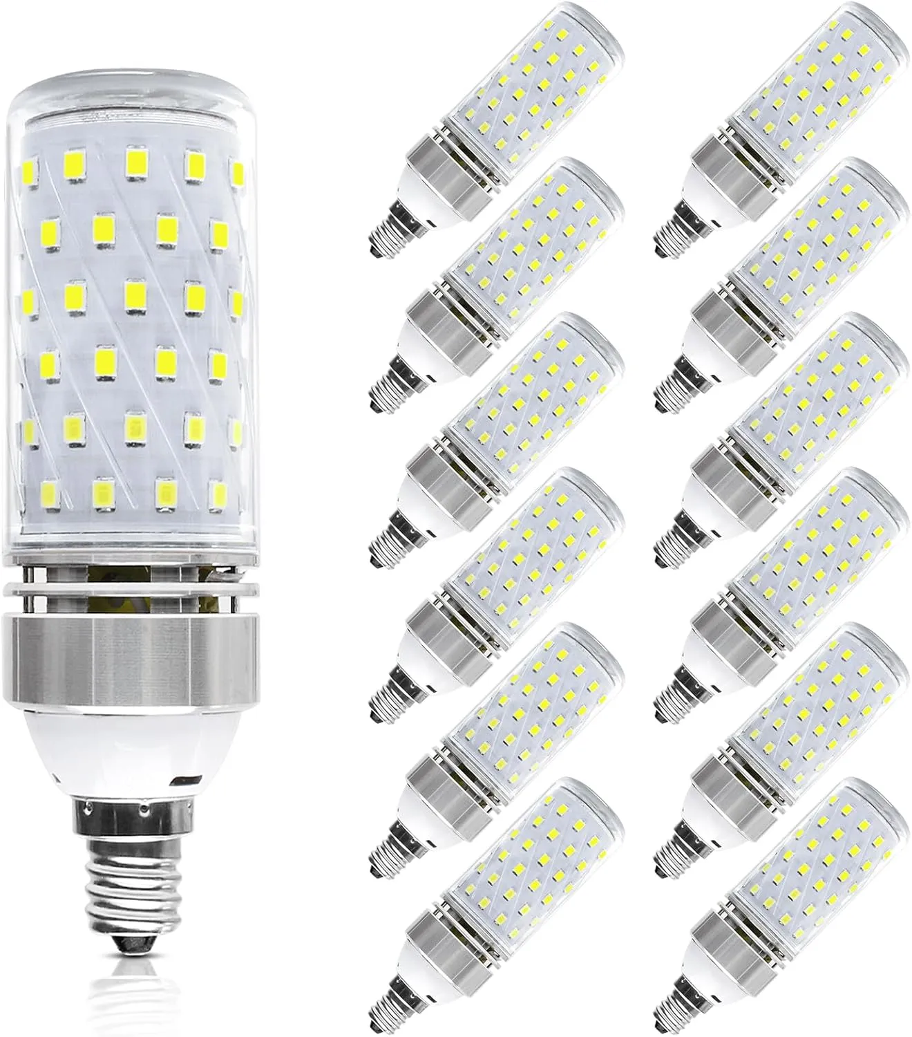 Super Bright E12 LED Bulbs, 16W 1500LM E12 Bulb, Daylight White 6000K Lights, CRI80 , 120W Incandescent Bulb Equivalent, E12 Base Non-Dimmable LED Lamp, Pack of 12