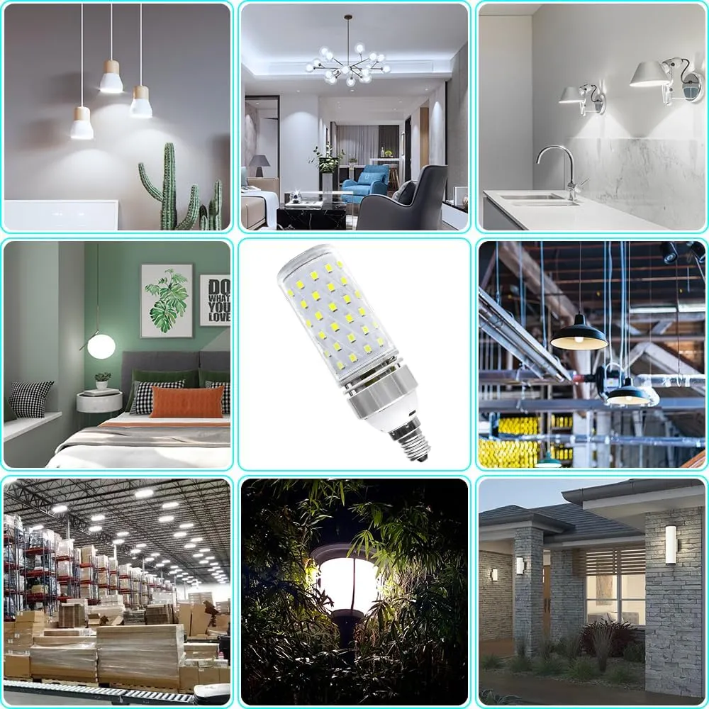 Super Bright E12 LED Bulbs, 16W 1500LM E12 Bulb, Daylight White 6000K Lights, CRI80 , 120W Incandescent Bulb Equivalent, E12 Base Non-Dimmable LED Lamp, Pack of 12
