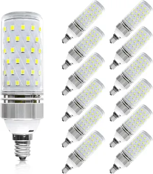 Super Bright E12 LED Bulbs, 16W 1500LM E12 Bulb, Daylight White 6000K Lights, CRI80 , 120W Incandescent Bulb Equivalent, E12 Base Non-Dimmable LED Lamp, Pack of 12