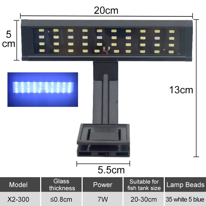 Super Slim Aquarium LED Clip Light 5W-16W for Plants Grow 220V Adjustable Lighting for Glass Thickness ≤2.2CM