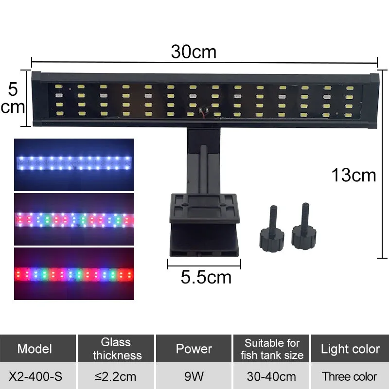 Super Slim Aquarium LED Clip Light 5W-16W for Plants Grow 220V Adjustable Lighting for Glass Thickness ≤2.2CM