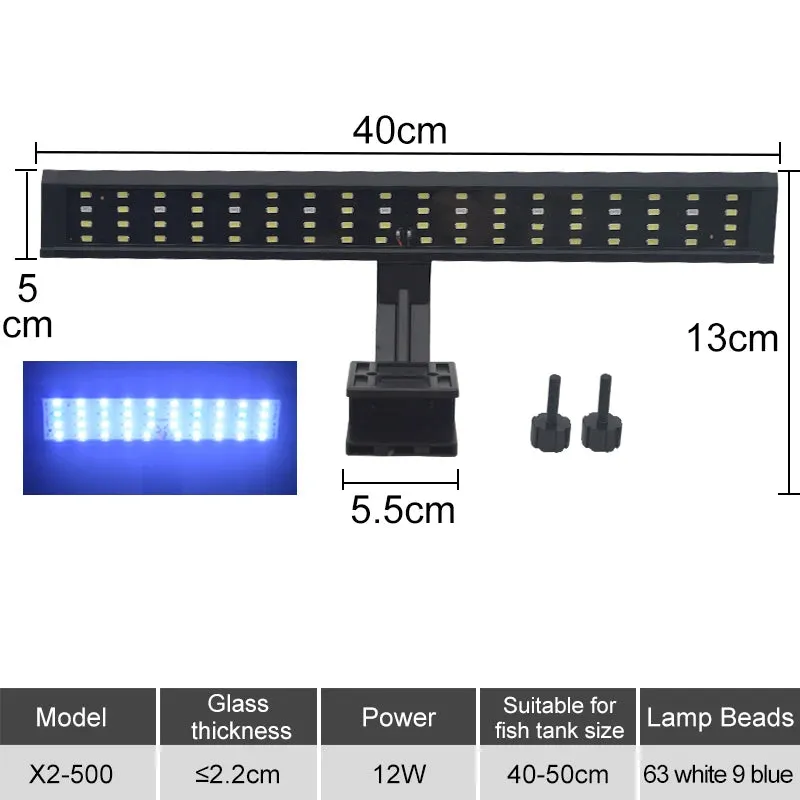 Super Slim Aquarium LED Clip Light 5W-16W for Plants Grow 220V Adjustable Lighting for Glass Thickness ≤2.2CM