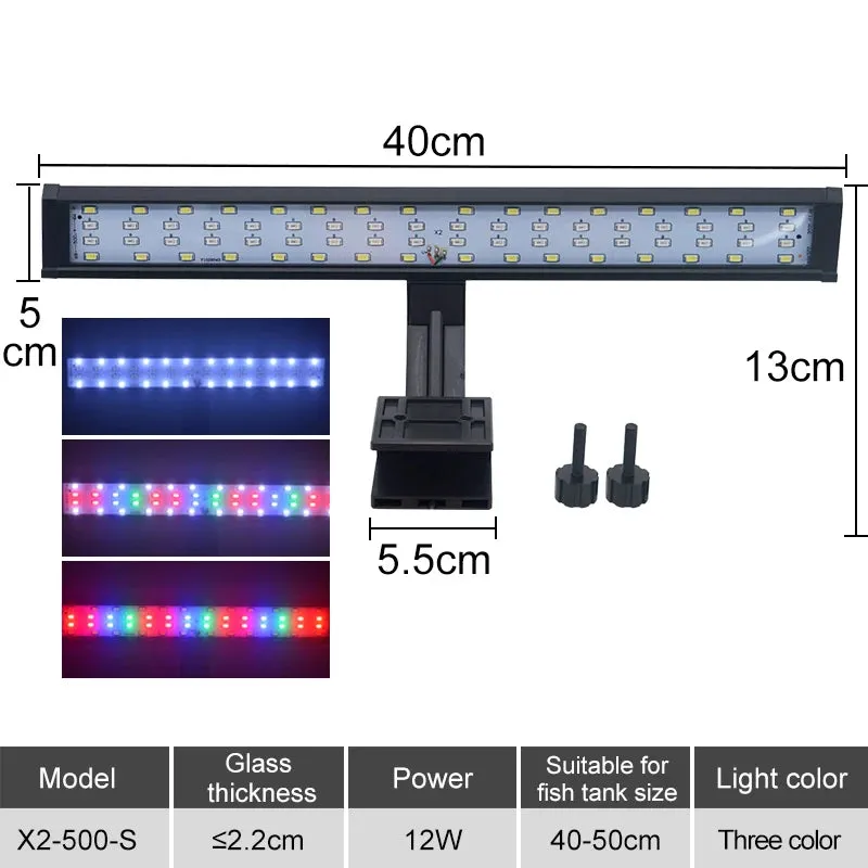 Super Slim Aquarium LED Clip Light 5W-16W for Plants Grow 220V Adjustable Lighting for Glass Thickness ≤2.2CM