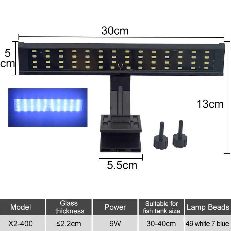 Super Slim Aquarium LED Clip Light 5W-16W for Plants Grow 220V Adjustable Lighting for Glass Thickness ≤2.2CM