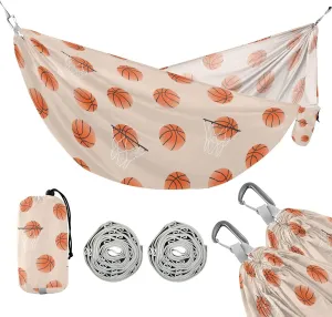 susiyo Portable Camping Hammock Basketball Balls Printed Lightweight Hammock Comfortable Travel Swing with Tree Straps for Camping Hiking Backpacking Travel or Beach - Up to 330lbs