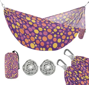 susiyo Portable Camping Hammock Digital Polka Dots Printed Lightweight Hammock Comfortable Travel Swing with Tree Straps for Camping Hiking Backpacking Travel or Beach - Up to 330lbs