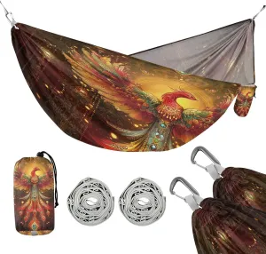 susiyo Portable Camping Hammock Elegant Phoenix Printed Lightweight Hammock Comfortable Travel Swing with Tree Straps for Camping Hiking Backpacking Travel or Beach - Up to 330lbs